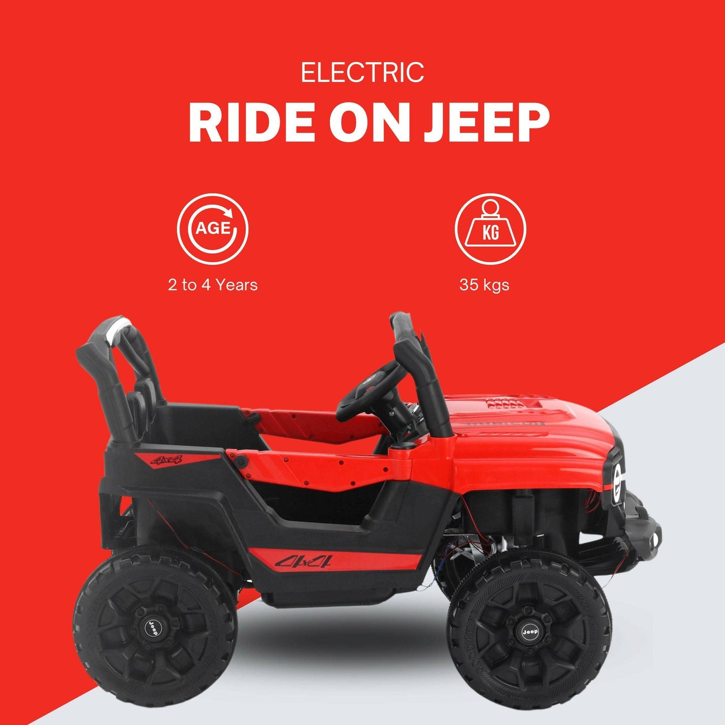 GetBest Eord Battery Operated Ride on Jeep for Kids with Music and Lights