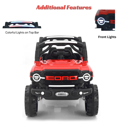 GetBest Eord Battery Operated Ride on Jeep for Children of age 2 to 5 Years with Colorful Lightning and Remote Control- Red