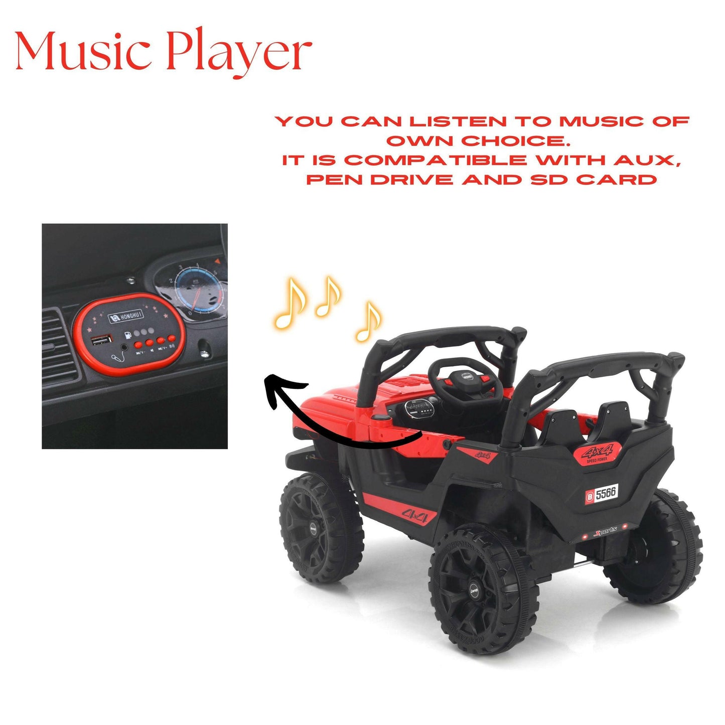 GetBest Eord Battery Operated Ride on Jeep for Kids with Music and Lights