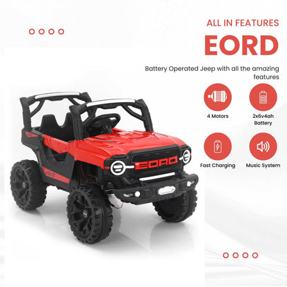 GetBest Eord Battery Operated Ride on Jeep for Kids with Music and Lights