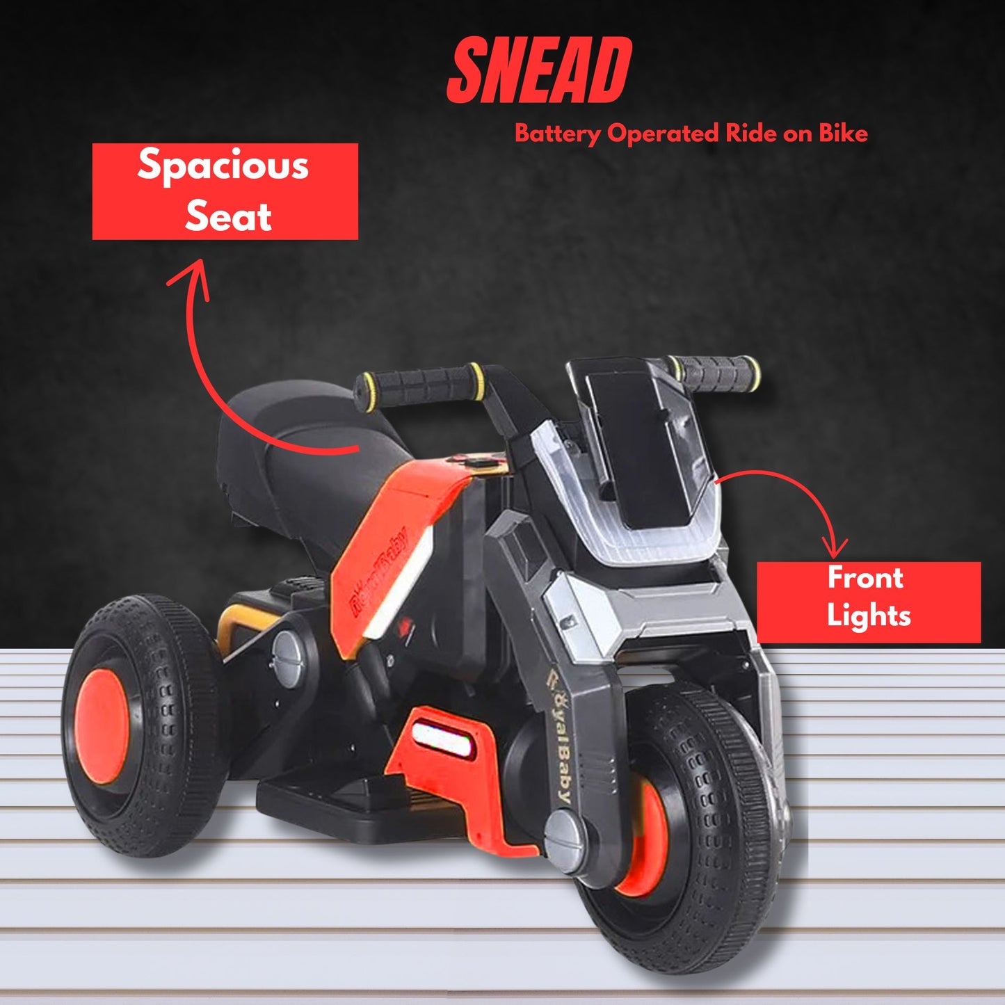 3 Wheel Battery Operated Electric Bike for Kids, Red