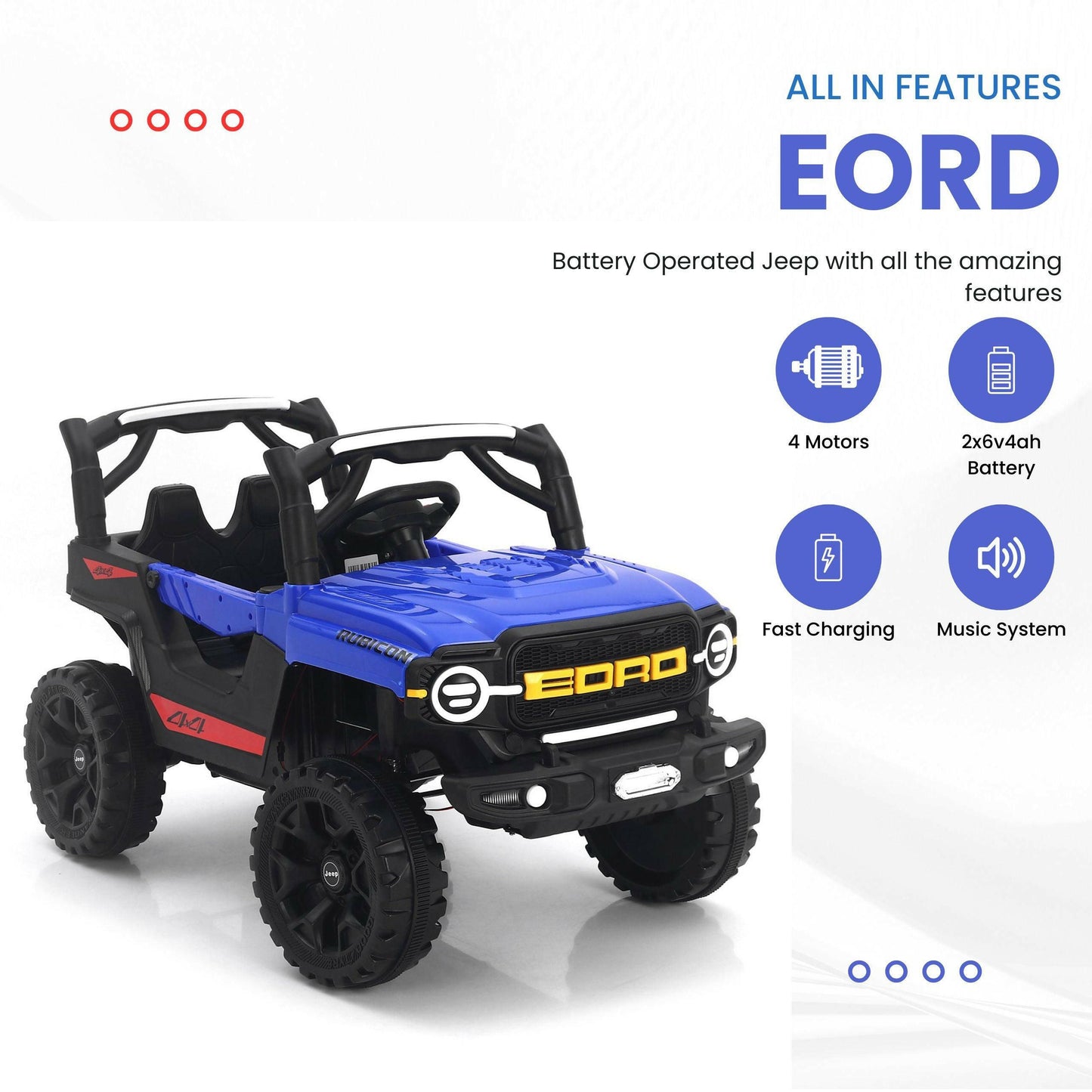 GetBest Eord Battery Operated Ride on Jeep for Kids with Music and Lights