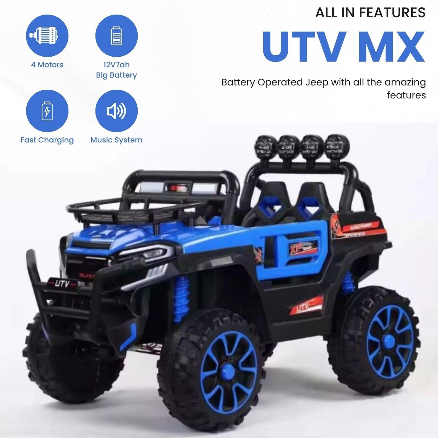 GetBest 2 Seater Utv Mx 12V Battery Operated Ride on Car for Kids, 4X4