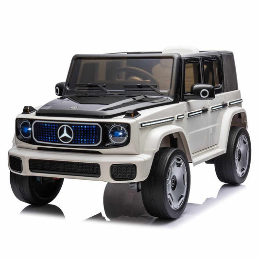 Little Flyer Mercedes Benz EQG 12V Battery Operated Licensed Ride on Suv Car with Music and Remote, White