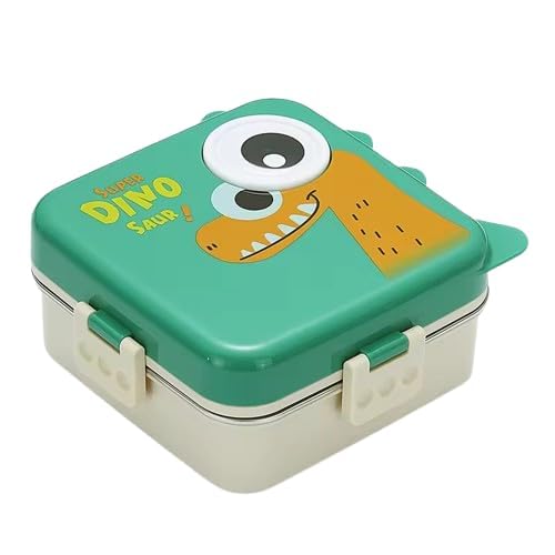 Dinosaur Printed 3 Compartment Stainless Steel Lunchbox