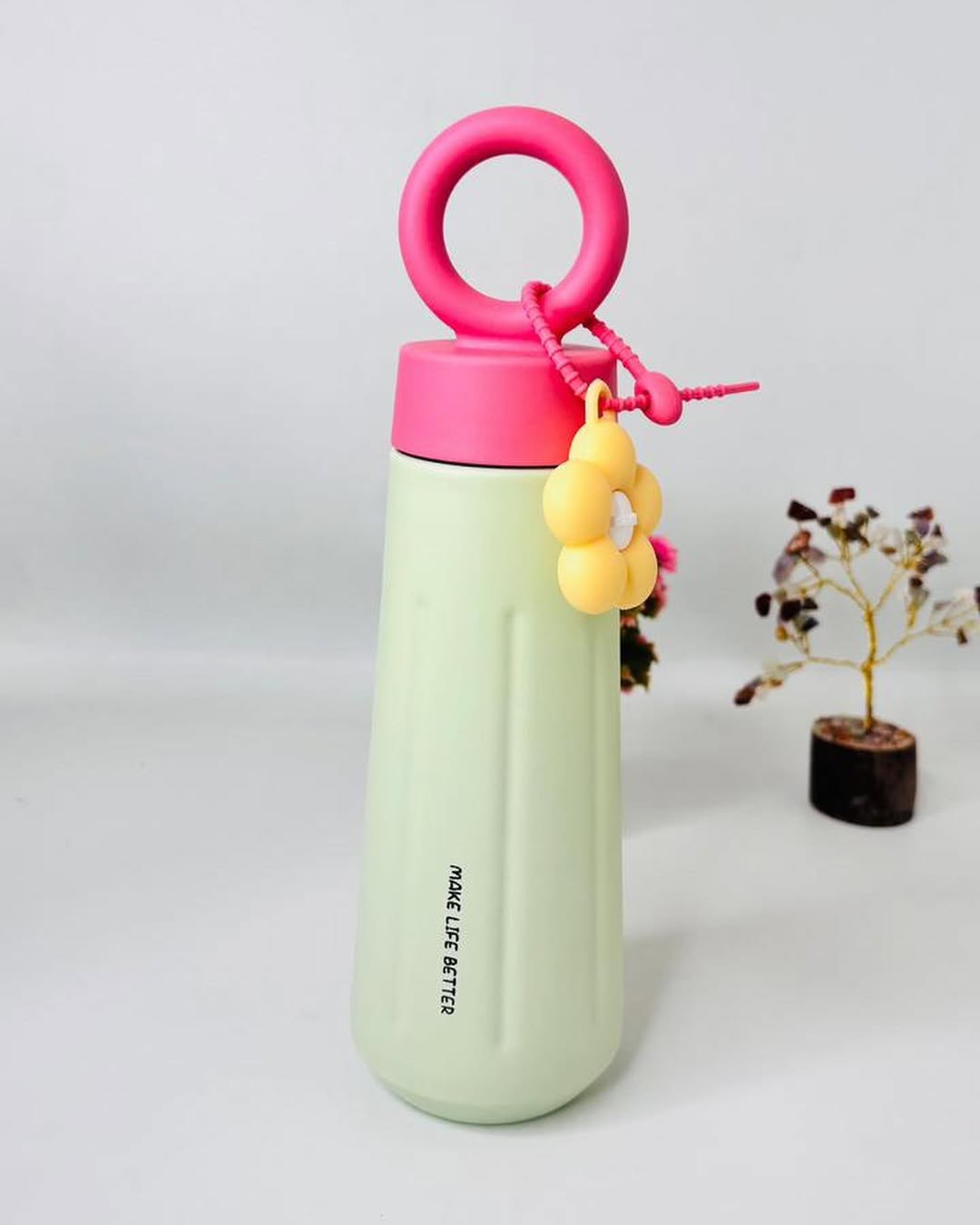 Elegant 450ml Flower Vacuum Flask - Double Wall Stainless Steel Water Bottle