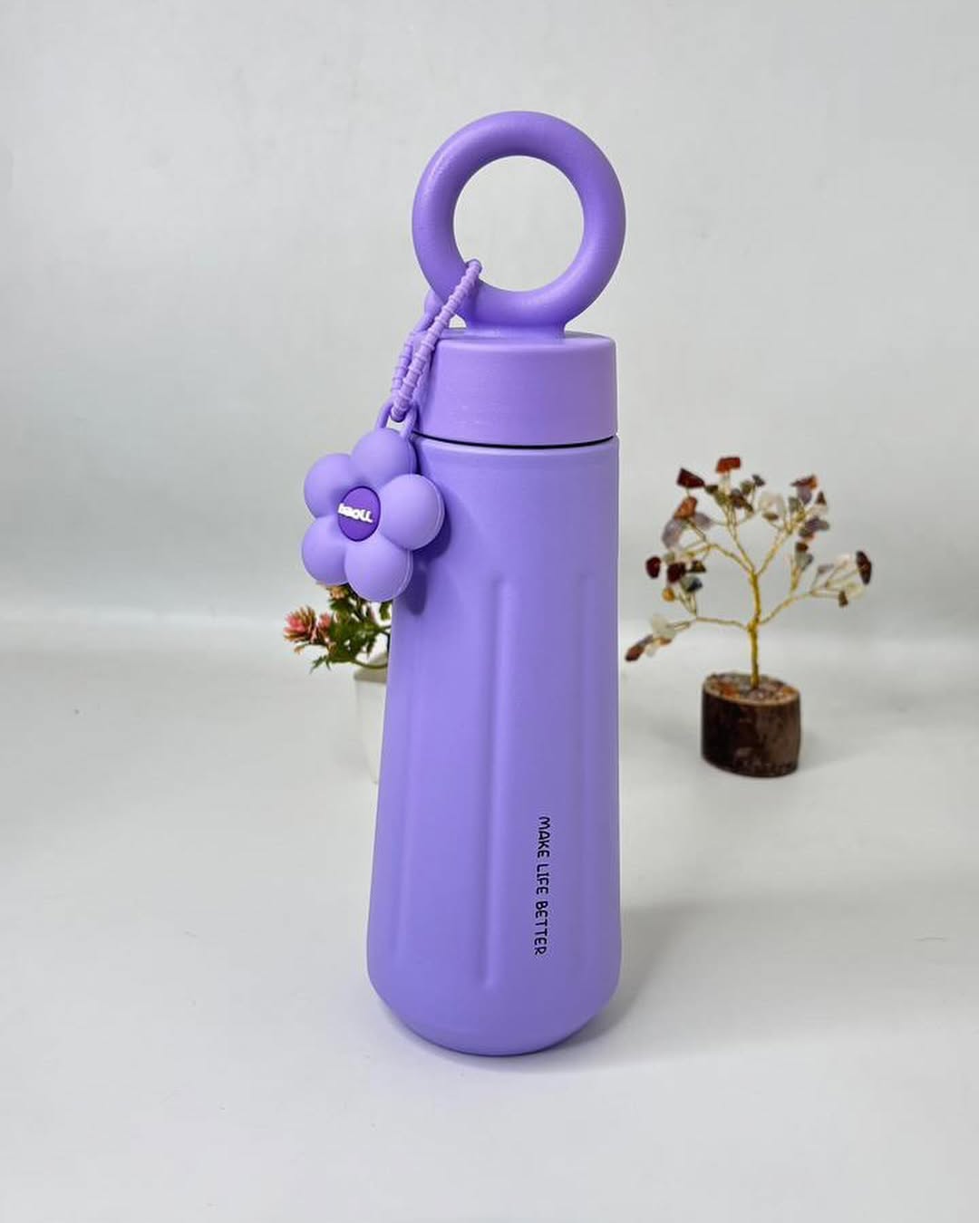 Elegant 450ml Flower Vacuum Flask - Double Wall Stainless Steel Water Bottle