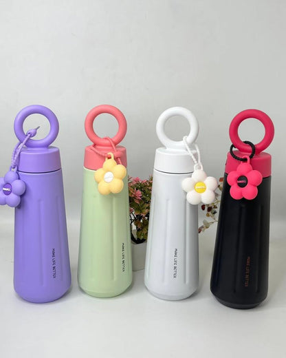 Elegant 450ml Flower Vacuum Flask - Double Wall Stainless Steel Water Bottle