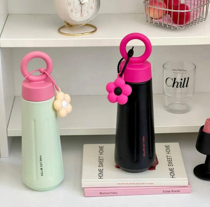 Elegant 450ml Flower Vacuum Flask - Double Wall Stainless Steel Water Bottle