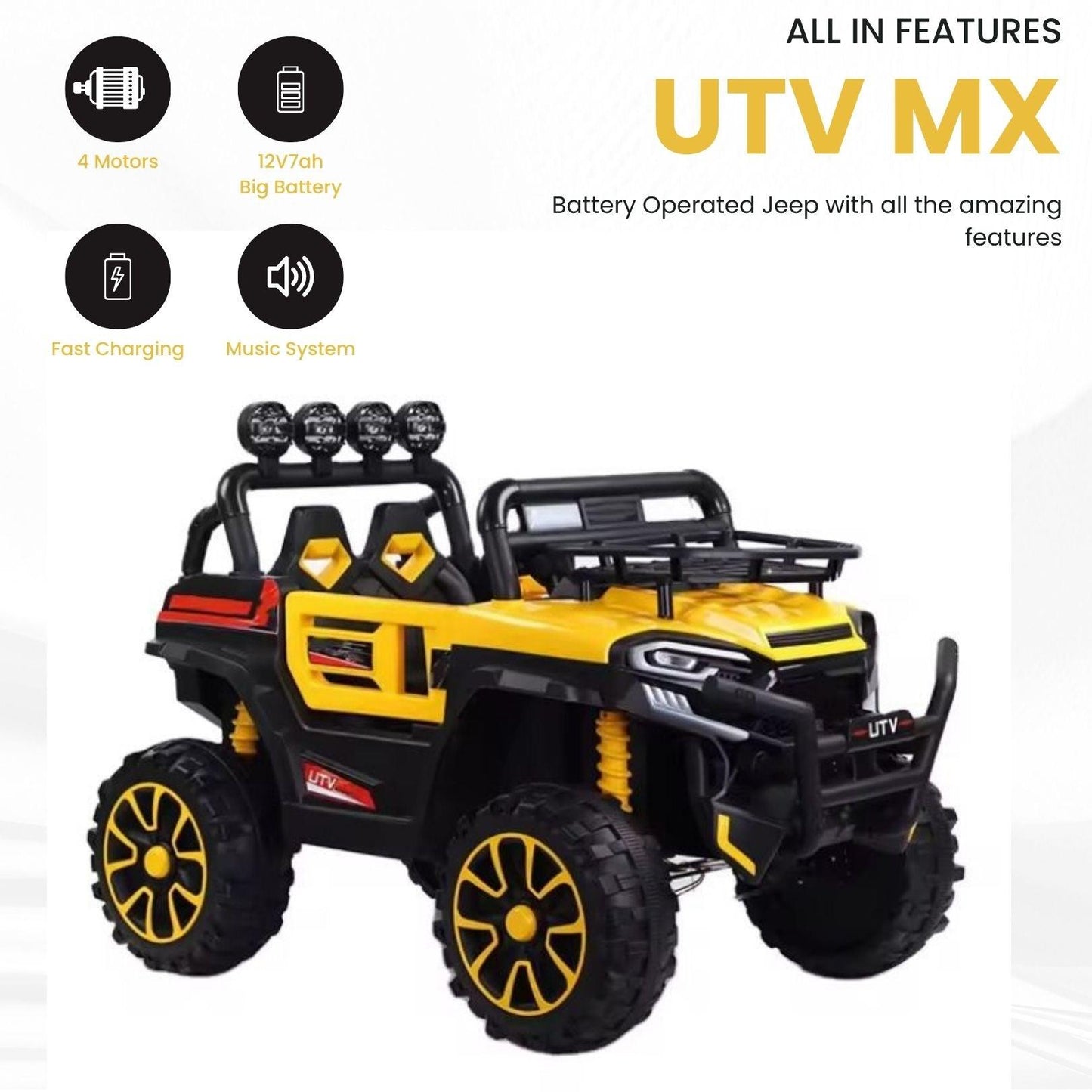 GetBest 2 Seater Utv Mx 12V Battery Operated Ride on Car for Kids, 4X4