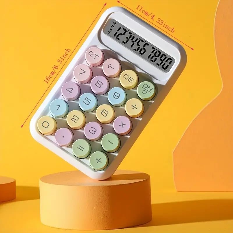 Candy Color 12-digits Mechanical Key Calculator Battery Portable Calculator