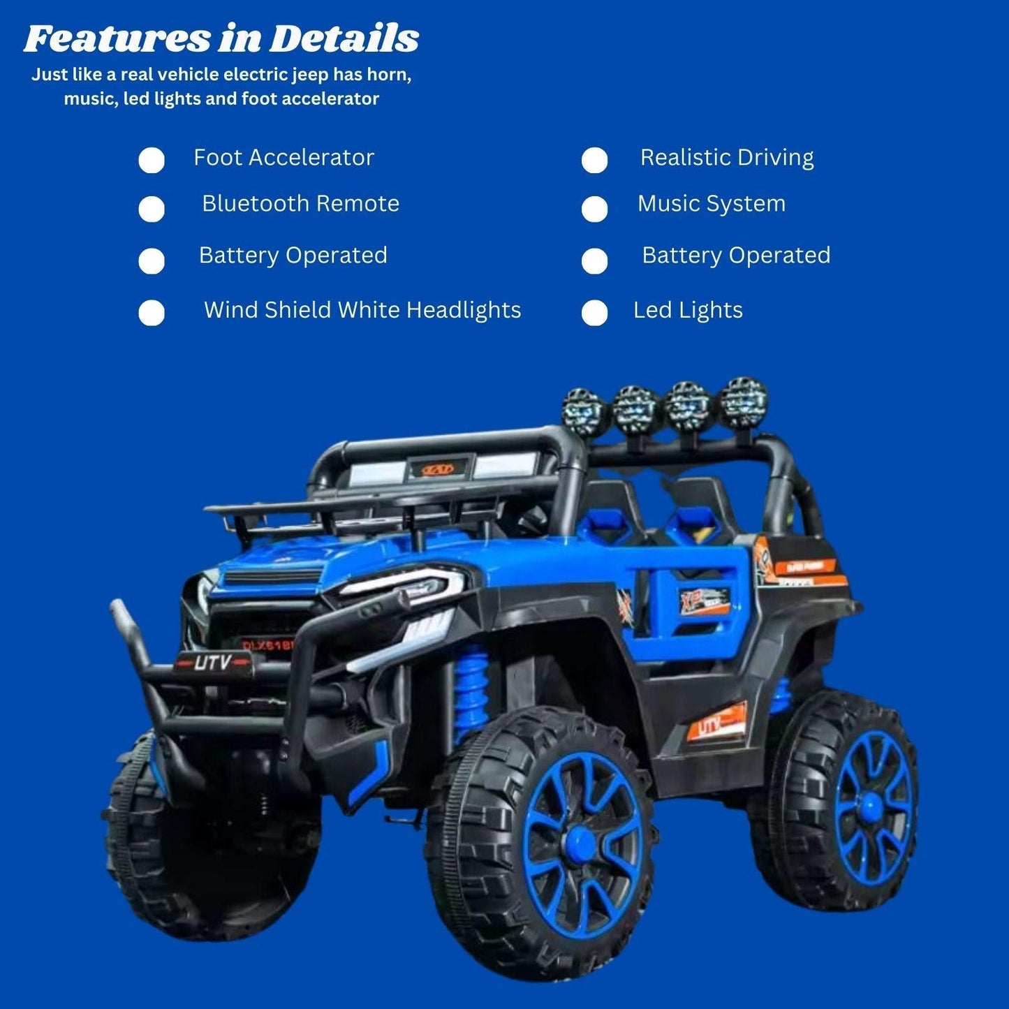 GetBest 2 Seater Utv Mx 12V Battery Operated Ride on Car for Kids, 4X4