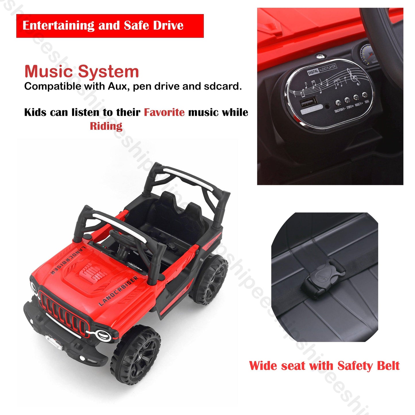 GetBest 905 Battery Operated Jeep for Kids of age 2 to 4 Years with Music and Lights