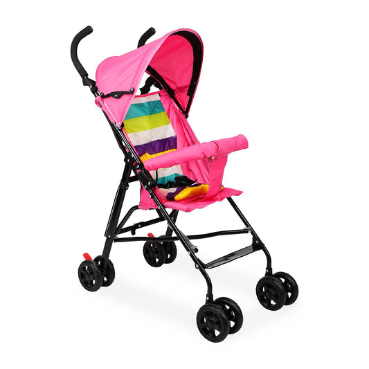 GettBoles Foldable Baby Stroller for Kids-Buggy Pram for Newborn/Infants with Easy Folding, Footrest, Multi Pink