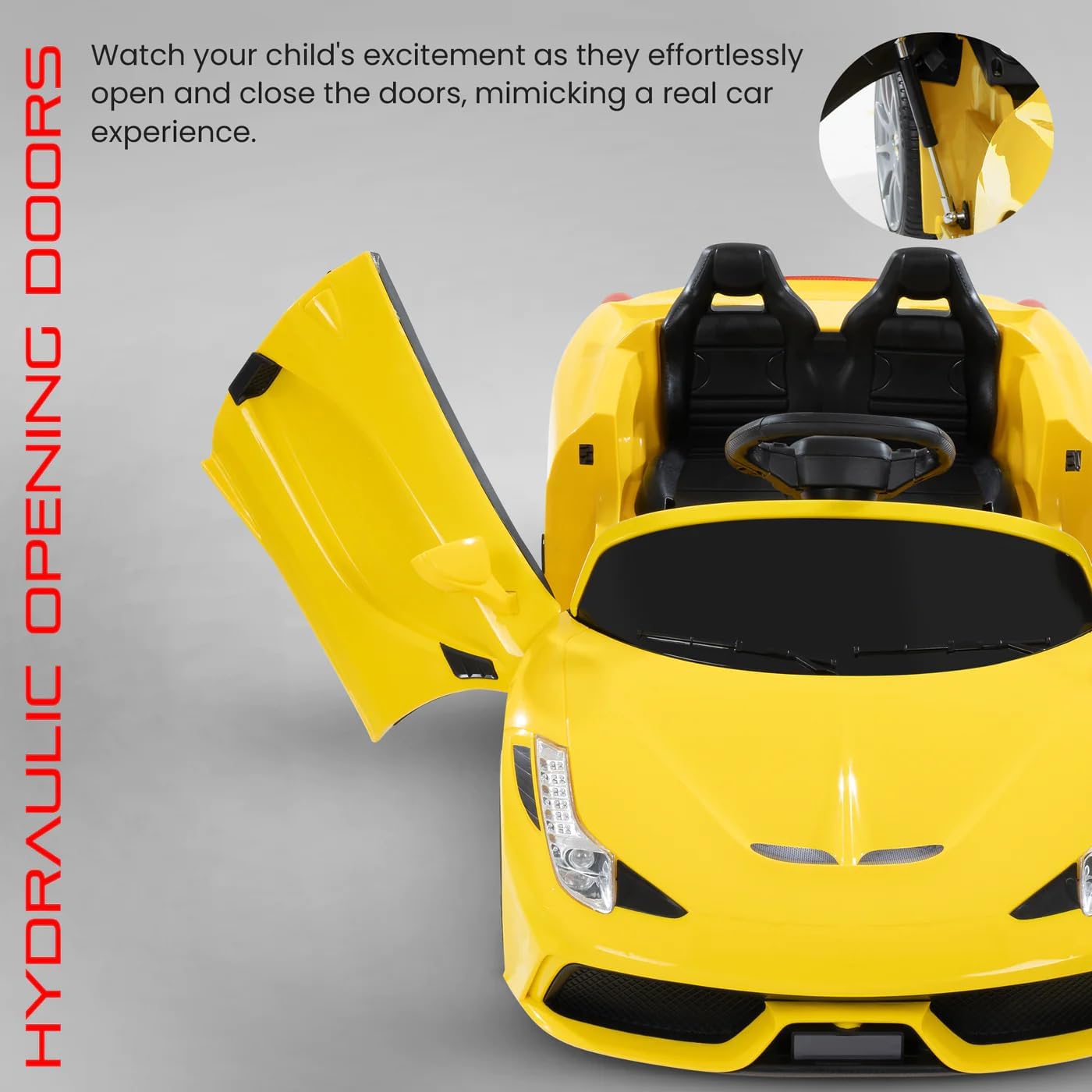 F9 12V Battery Operated Ride on Car with Butterfly Doors, Yellow