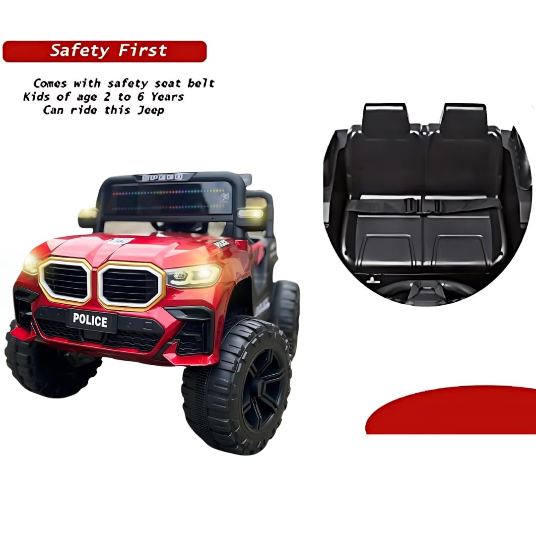 Bugga Battery Operated Ride on Electric Jeep for Kids with Remote, Metallic Red