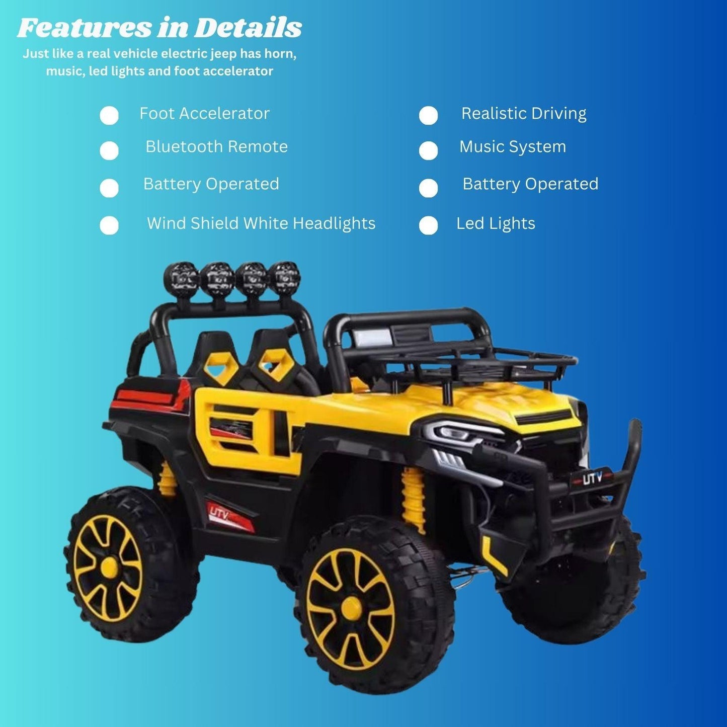 GetBest 2 Seater Utv Mx 12V Battery Operated Ride on Car for Kids, 4X4