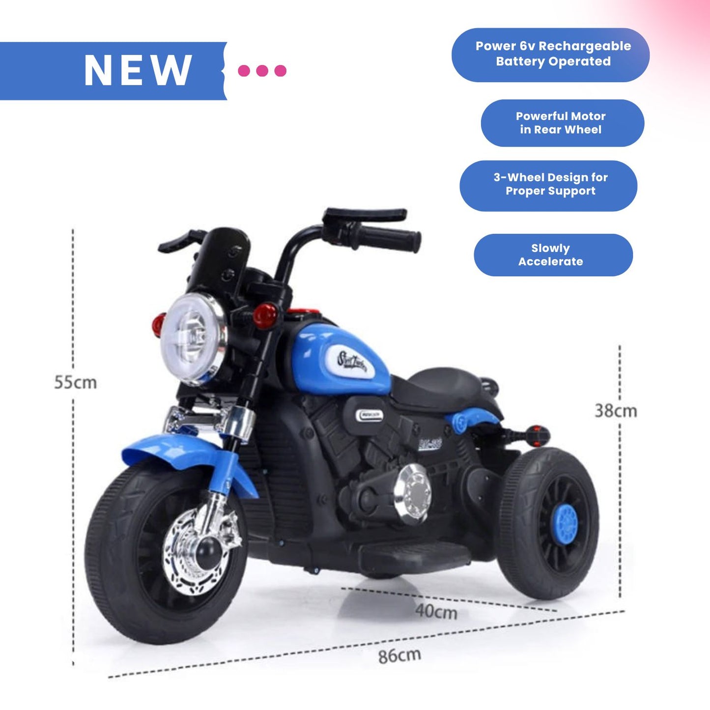 Avtor Battery Operated 3 Wheel Battery Operated Bike with Foot Accelerator