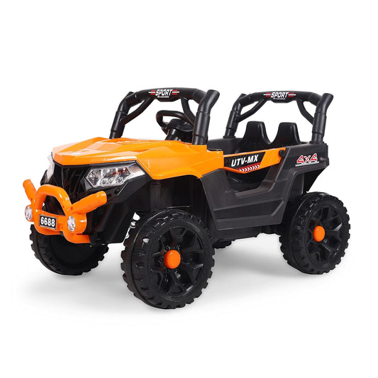 GettBoles 907 4X4 Electric Rechargeable Ride on Jeep for Kids of Age 2 to 4 Years- The Battery Operated Kids Jeep with Music, Led Lights and Bluetooth Remote (Orange)