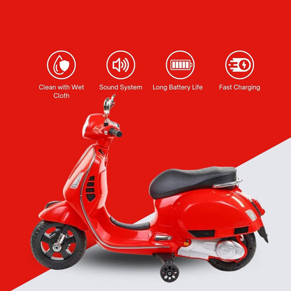 Vespa Battery Operated Ride on Scooter for Kids of age 2 to 6 Years, Red