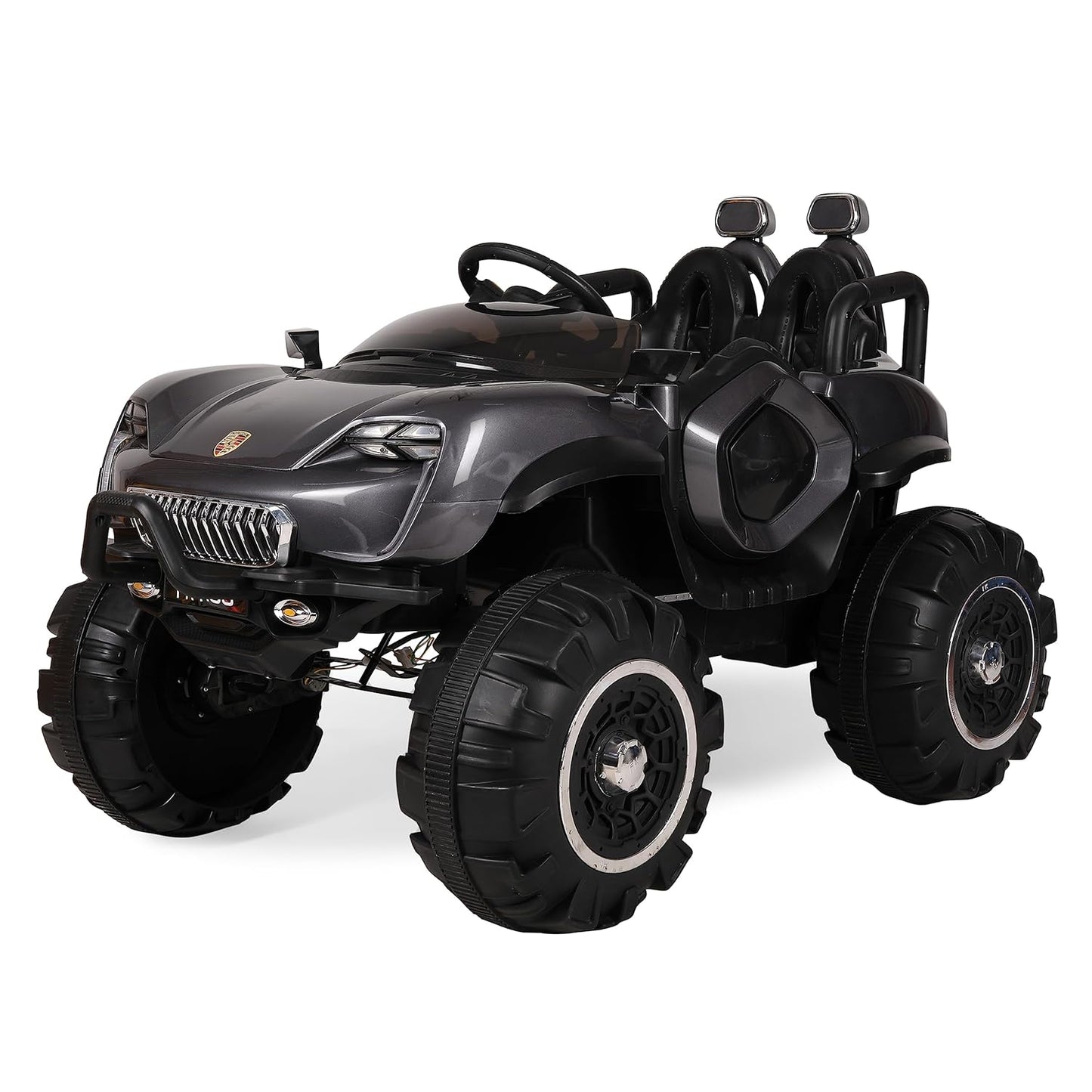 GettBoles 4X4 Electric Rechargeable Jeep for Kids of Age 2 to 7 Years- Battery Operated Car Jeep with Mic, M3 Player, Led Lights, Suspension and Bluetooth Remote (Grey)