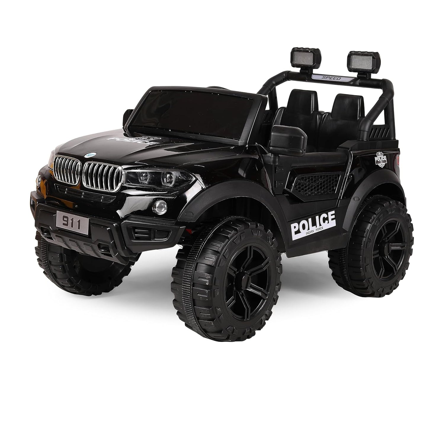 GettBoles Electric Battery Operated Ride on Jeep for Kids of Age 2 to 6 Years- The Metallic Painted Driving Ride on Car with Music, Lights and Bluetooth Remote Control (Black)