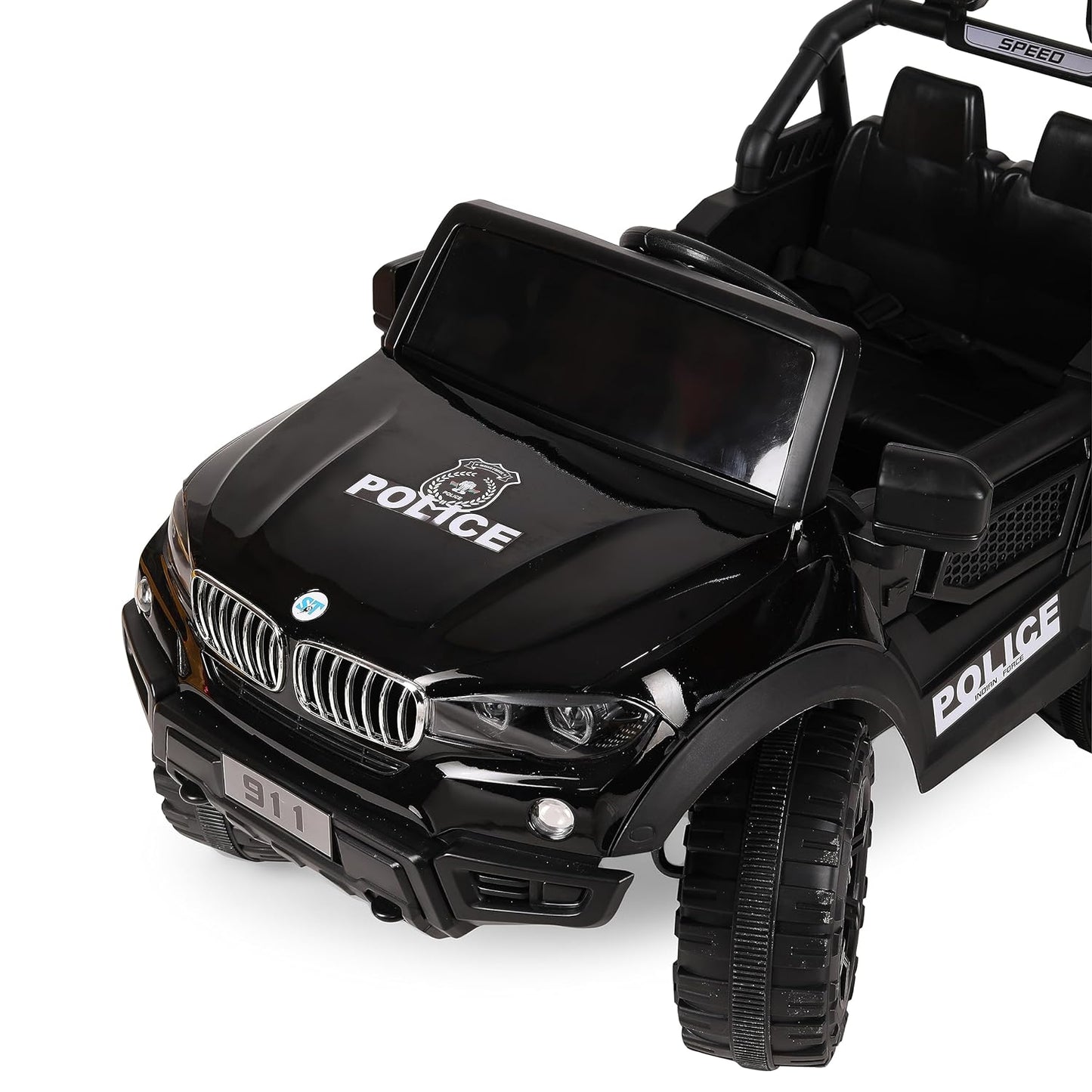 GettBoles Electric Battery Operated Ride on Jeep for Kids of Age 2 to 6 Years- The Metallic Painted Driving Ride on Car with Music, Lights and Bluetooth Remote Control (Black)