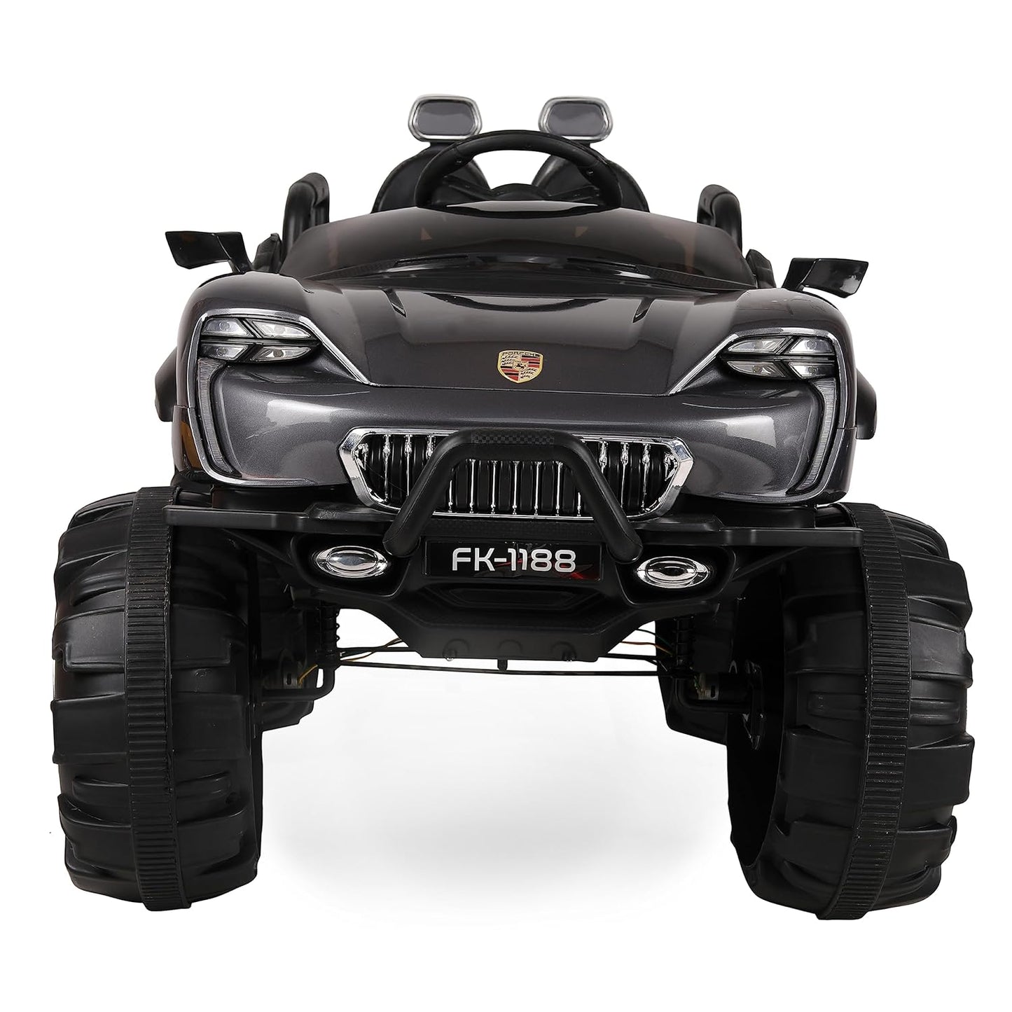 GettBoles 4X4 Electric Rechargeable Jeep for Kids of Age 2 to 7 Years- Battery Operated Car Jeep with Mic, M3 Player, Led Lights, Suspension and Bluetooth Remote (Grey)