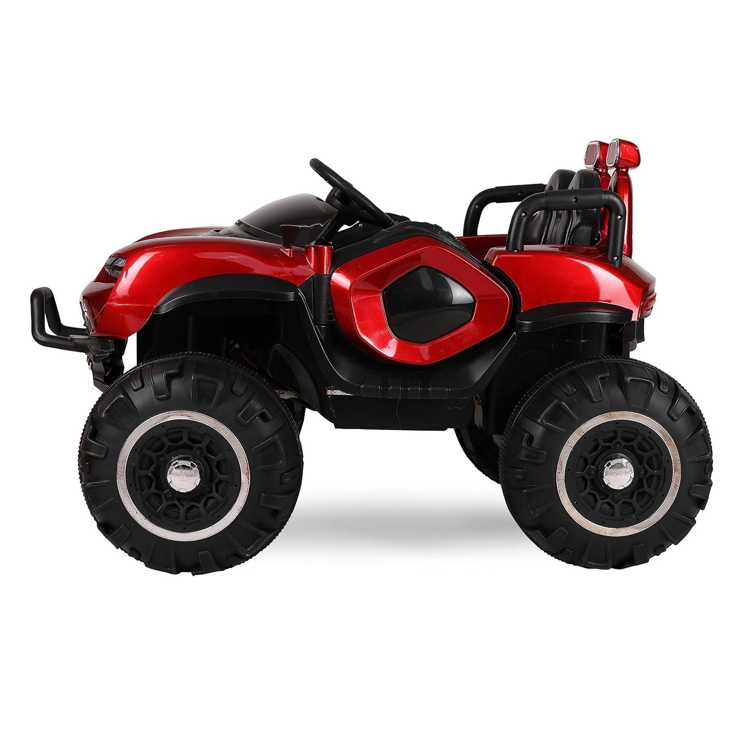GettBoles 4X4 Electric Rechargeable Jeep for Kids of Age 2 to 7 Years- Battery Operated Car Jeep with Mic, M3 Player, Led Lights, Suspension and Bluetooth Remote (Red)