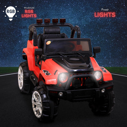 GetBest Roader 4X4 Heavy Duty Battery Operated Ride on Jeep with Bluetooth Remote Control and Music, Red