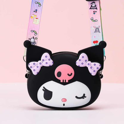 Creative Kuromi Silicone Crossbody Coin Purse – Fashionable Cartoon Princess Shoulder Bag for Girls