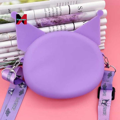 Creative Kuromi Silicone Crossbody Coin Purse – Fashionable Cartoon Princess Shoulder Bag for Girls