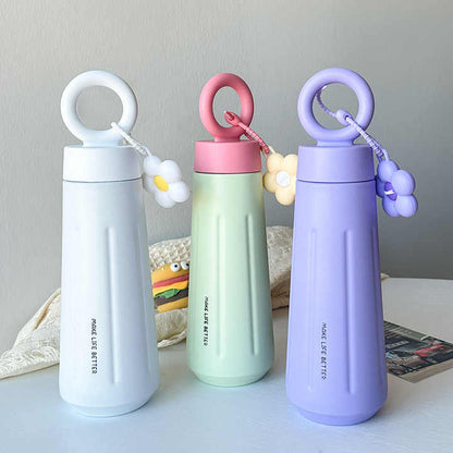 Elegant 450ml Flower Vacuum Flask - Double Wall Stainless Steel Water Bottle