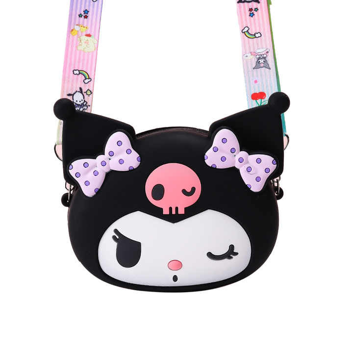 Creative Kuromi Silicone Crossbody Coin Purse – Fashionable Cartoon Princess Shoulder Bag for Girls