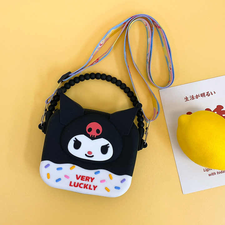 Creative Kuromi Silicone Crossbody Coin Purse – Fashionable Cartoon Princess Shoulder Bag for Girls