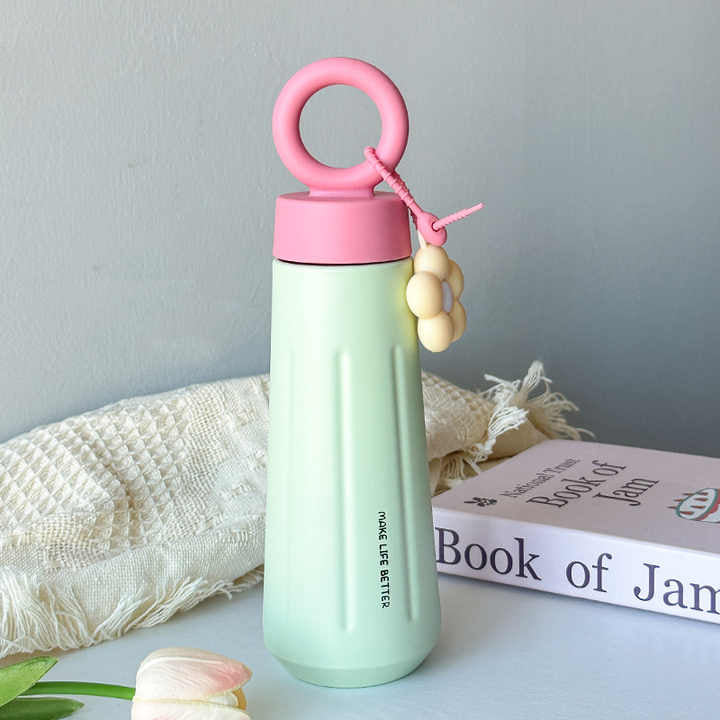 Elegant 450ml Flower Vacuum Flask - Double Wall Stainless Steel Water Bottle