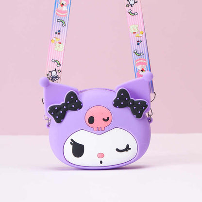 Creative Kuromi Silicone Crossbody Coin Purse – Fashionable Cartoon Princess Shoulder Bag for Girls