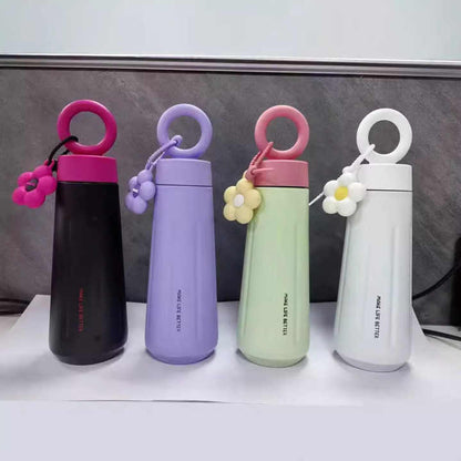 Elegant 450ml Flower Vacuum Flask - Double Wall Stainless Steel Water Bottle