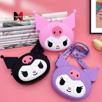 Creative Kuromi Silicone Crossbody Coin Purse – Fashionable Cartoon Princess Shoulder Bag for Girls