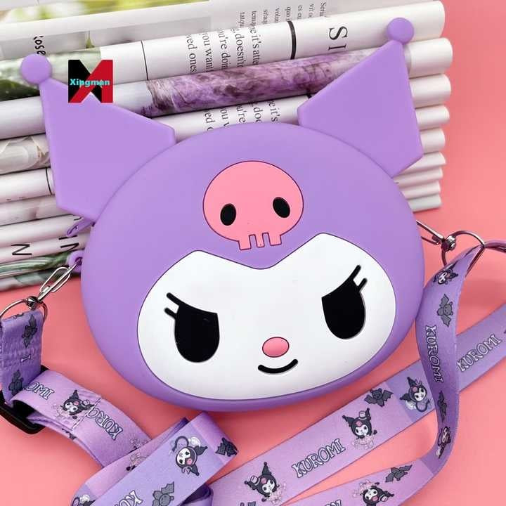 Creative Kuromi Silicone Crossbody Coin Purse – Fashionable Cartoon Princess Shoulder Bag for Girls