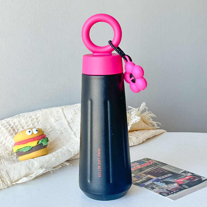 Elegant 450ml Flower Vacuum Flask - Double Wall Stainless Steel Water Bottle