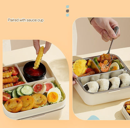 Cartoon Cat design 3 Compartment Kids 304 Stainless Steel Lunch Box Portable 1120+70ml Bento box lunch box