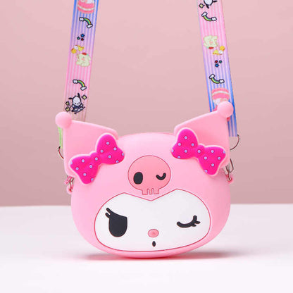 Creative Kuromi Silicone Crossbody Coin Purse – Fashionable Cartoon Princess Shoulder Bag for Girls