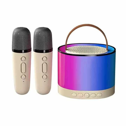 K52 Smart Portable Karaoke Speaker with Dual Microphones & RGB LED Lights – Bluetooth, AUX, and TF Card Support