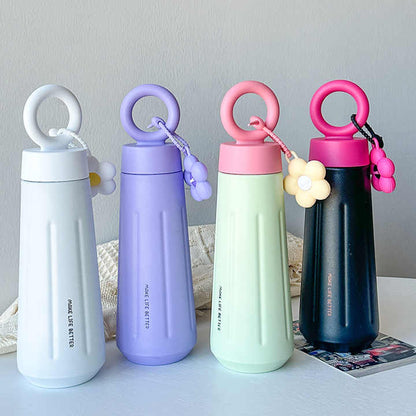 Elegant 450ml Flower Vacuum Flask - Double Wall Stainless Steel Water Bottle