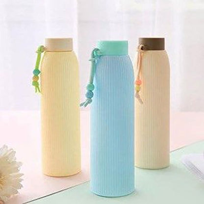 Cute Water Bottle, for Home, Office, School, or Gym, Ivory, Plastic & Glass, 310 mL