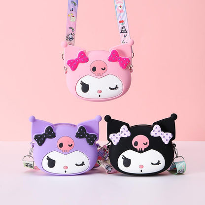 Creative Kuromi Silicone Crossbody Coin Purse – Fashionable Cartoon Princess Shoulder Bag for Girls