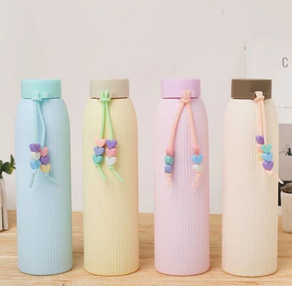 Cute Water Bottle, for Home, Office, School, or Gym, Ivory, Plastic & Glass, 310 mL