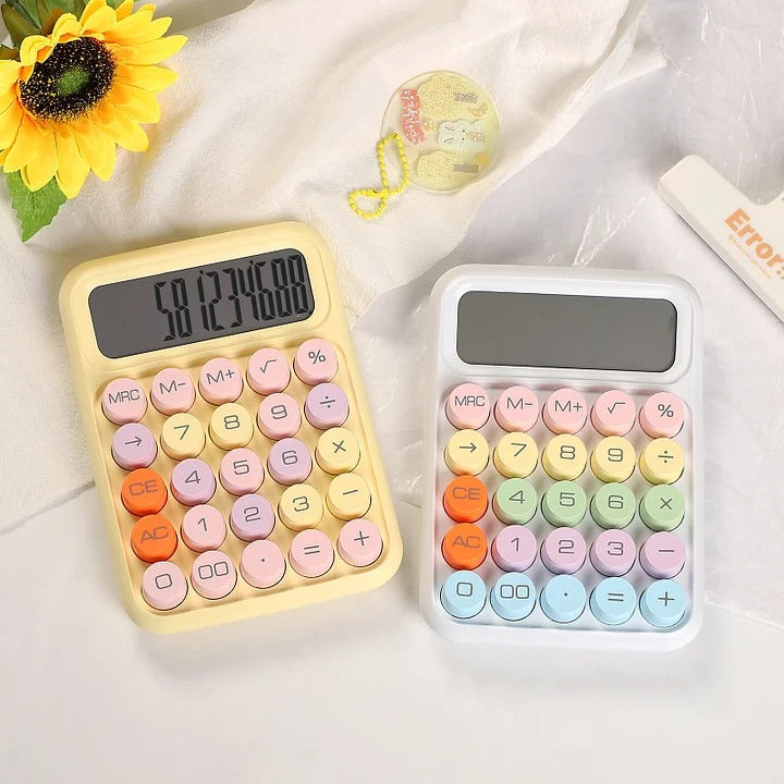 Candy Color 12-digits Mechanical Key Calculator Battery Portable Calculator