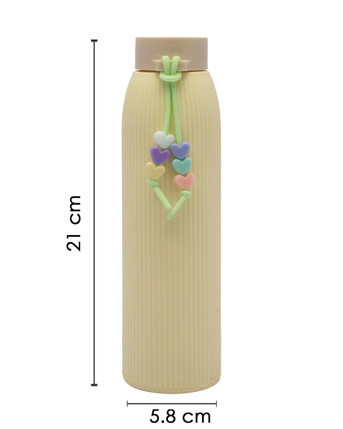 Cute Water Bottle, for Home, Office, School, or Gym, Ivory, Plastic & Glass, 310 mL